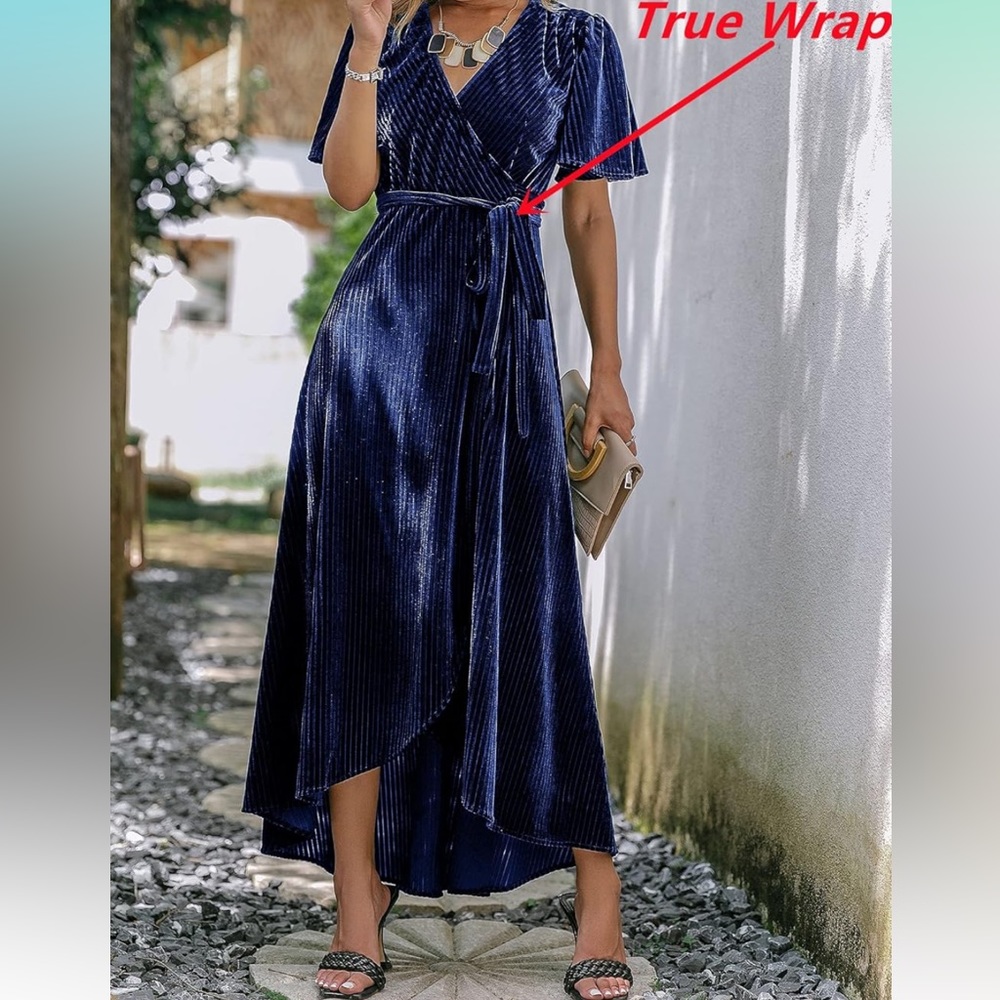 New Ribbed Velvet Wrap Maxi - Picture 2 of 8